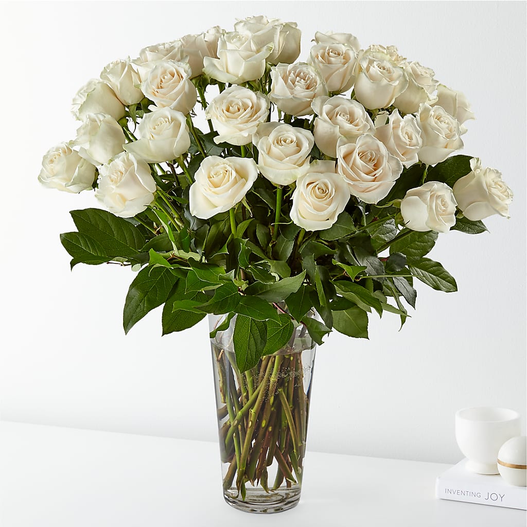 Long Stem White Rose Bouquet – Floral Villa, Whitewater WI