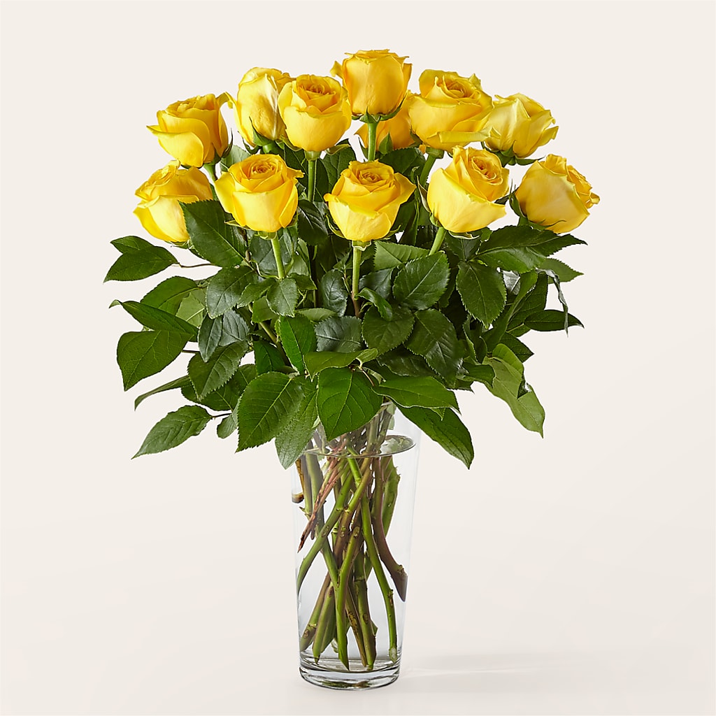 Long Stem Yellow Rose Bouquet – Floral Villa, Whitewater WI