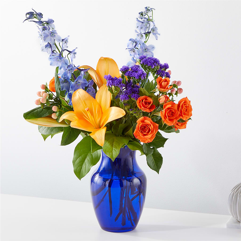 Radiant Citrus Bouquet – Floral Villa, Whitewater WI