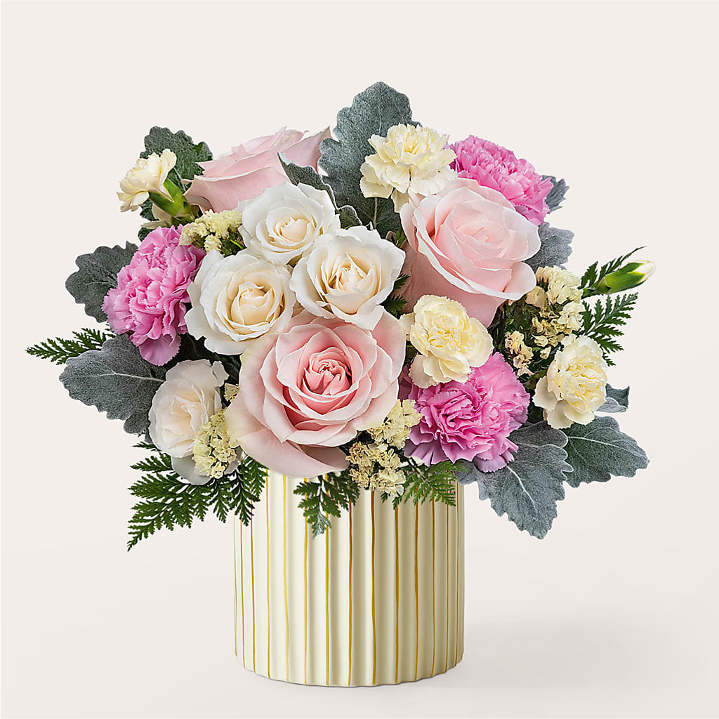 Blissful Moments Bouquet with Ivory Vase – Floral Villa, Whitewater WI
