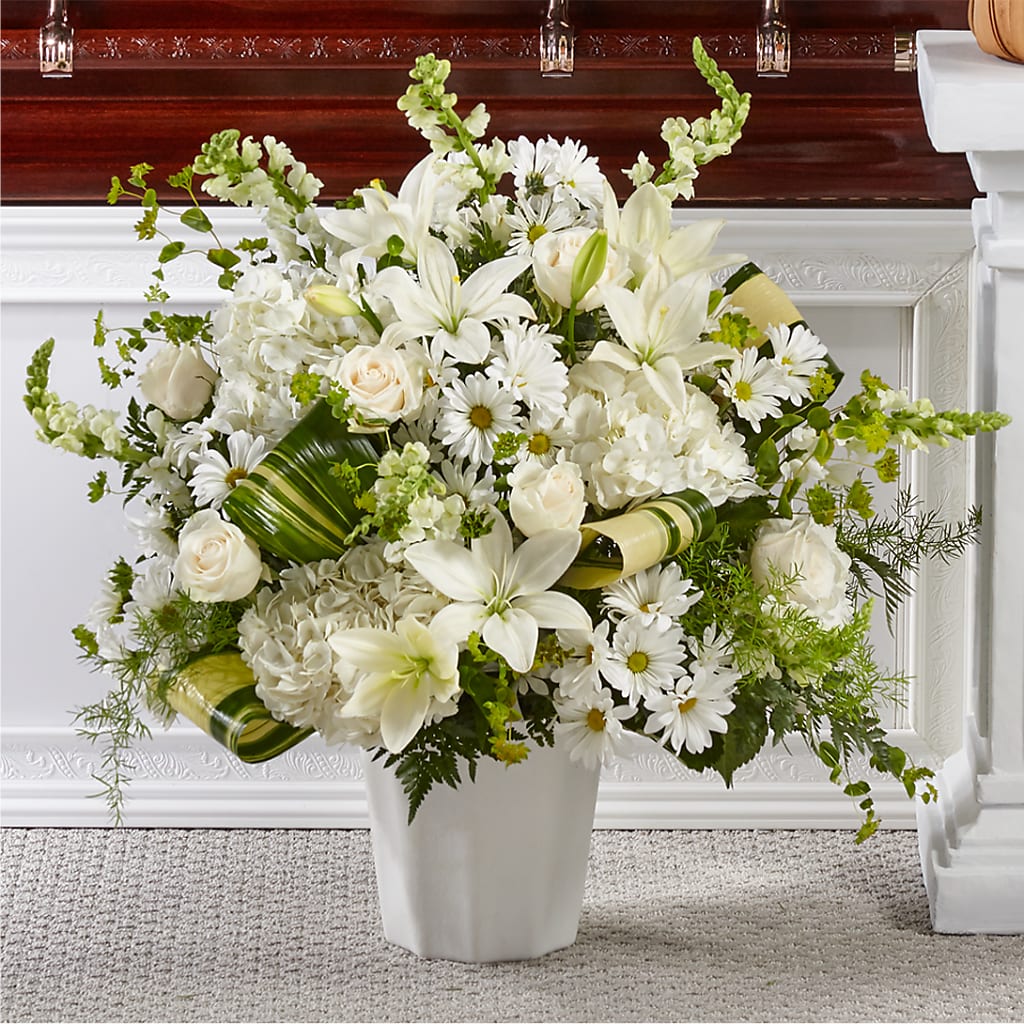 Thoughts of Tranquility Floor Basket – Floral Villa, Whitewater WI