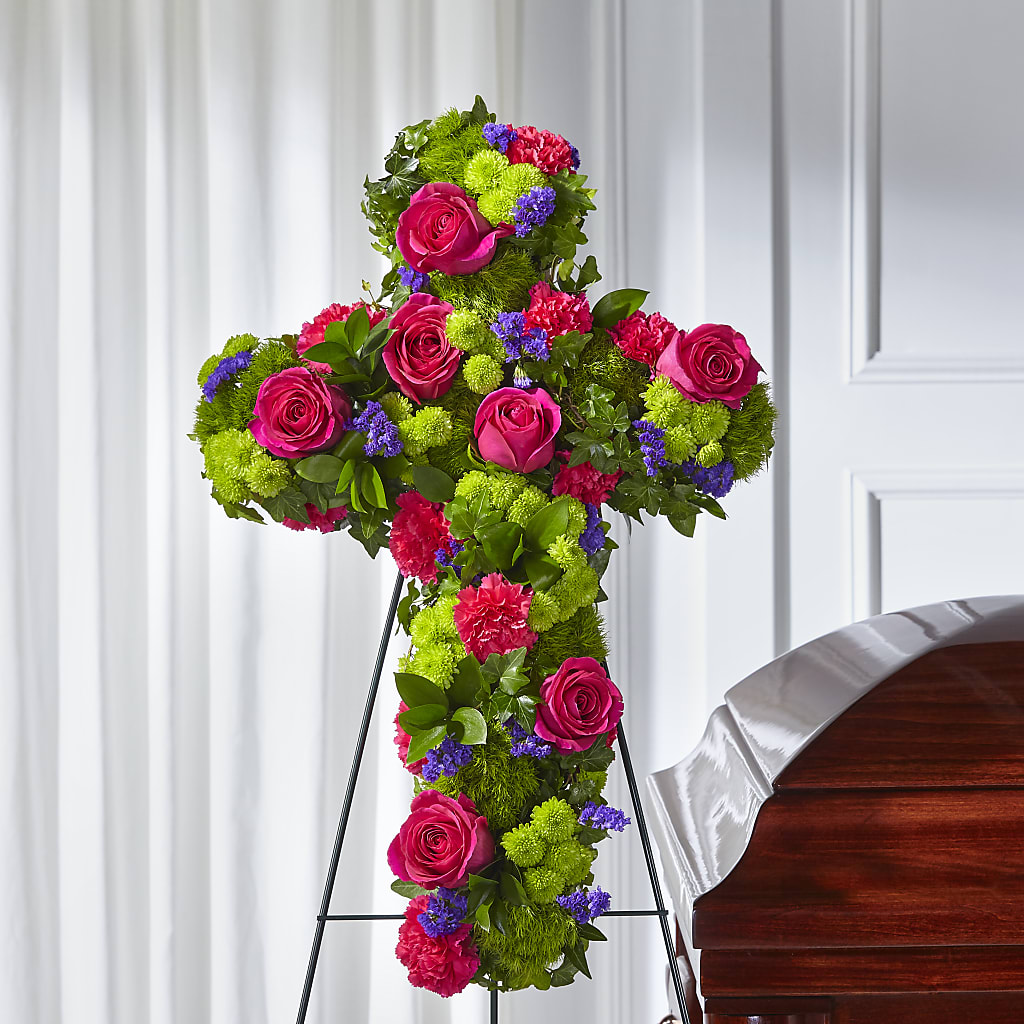 Tribute Rose Floral Cross – Floral Villa, Whitewater WI