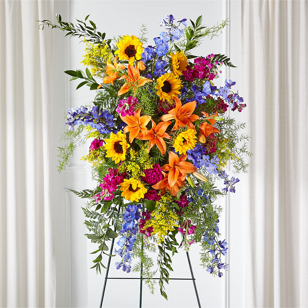 Sunlit Memories Standing Spray (Standard) – Floral Villa, Whitewater WI