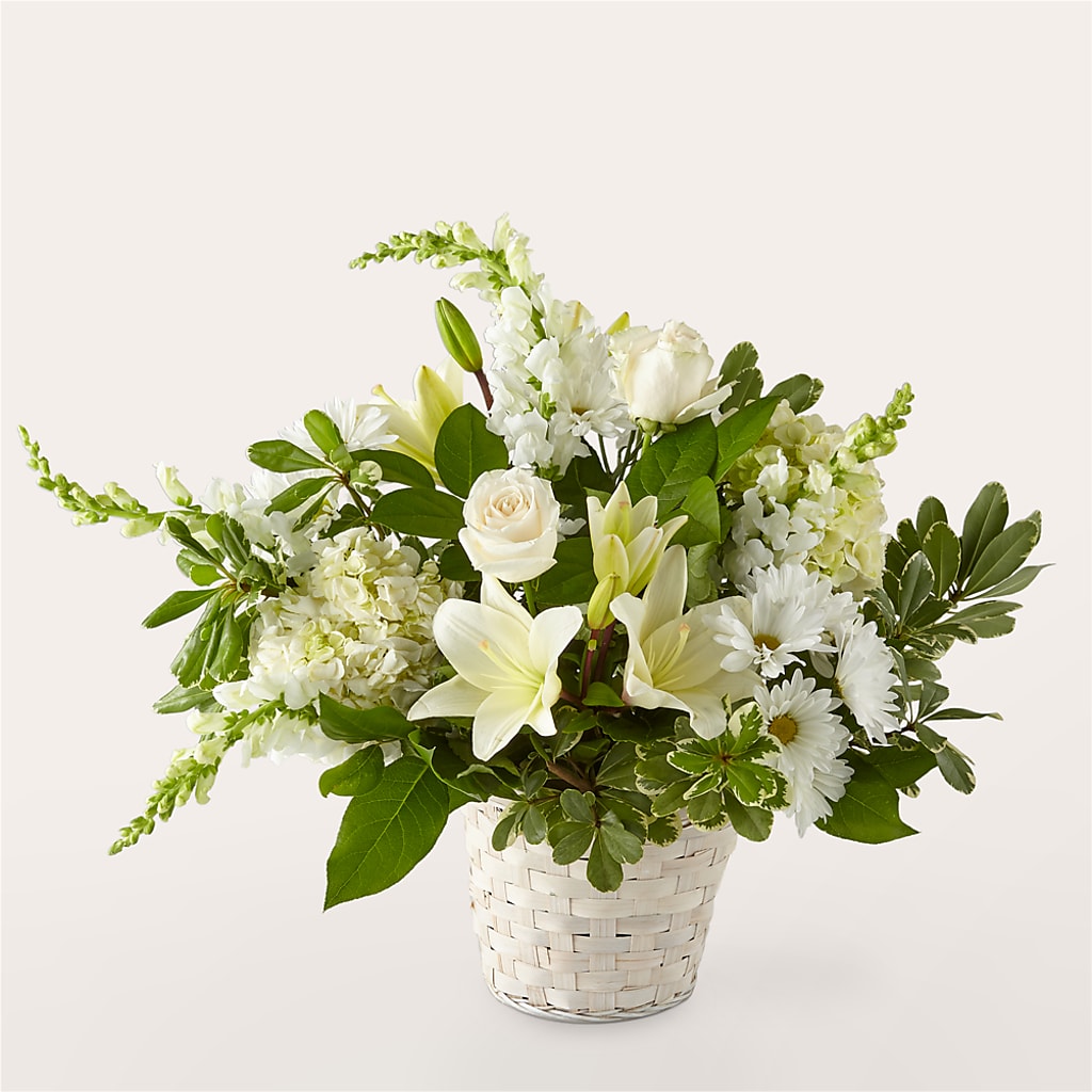 Ivory Elegance Floral Basket – Floral Villa, Whitewater WI