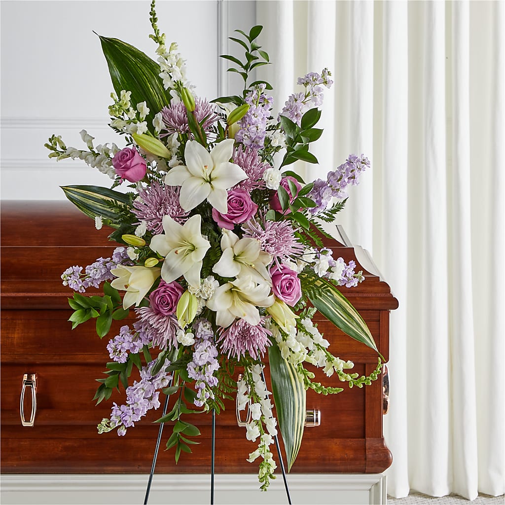 Grateful Hearts Standing Spray – Floral Villa, Whitewater WI