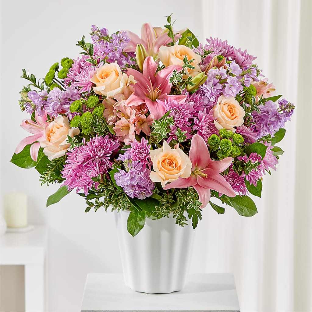 Supportive Embrace Tabletop Basket – Floral Villa, Whitewater WI