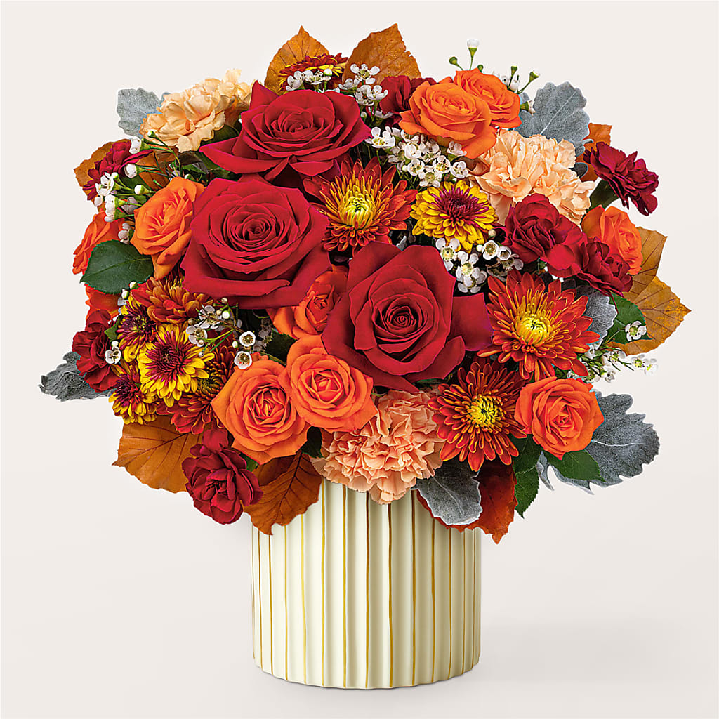 Merlot Bouquet with Ivory Vase – Floral Villa, Whitewater WI