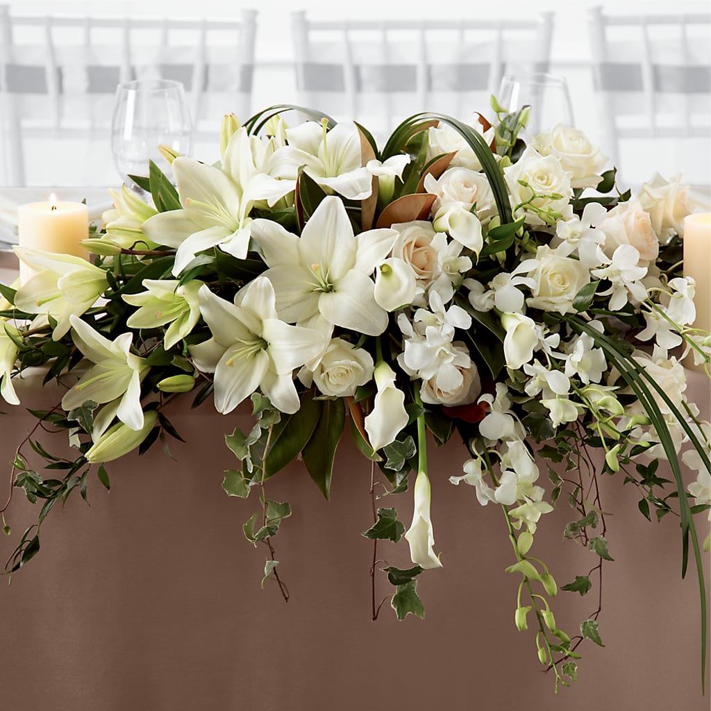 White Linen Arrangement – Floral Villa, Whitewater WI