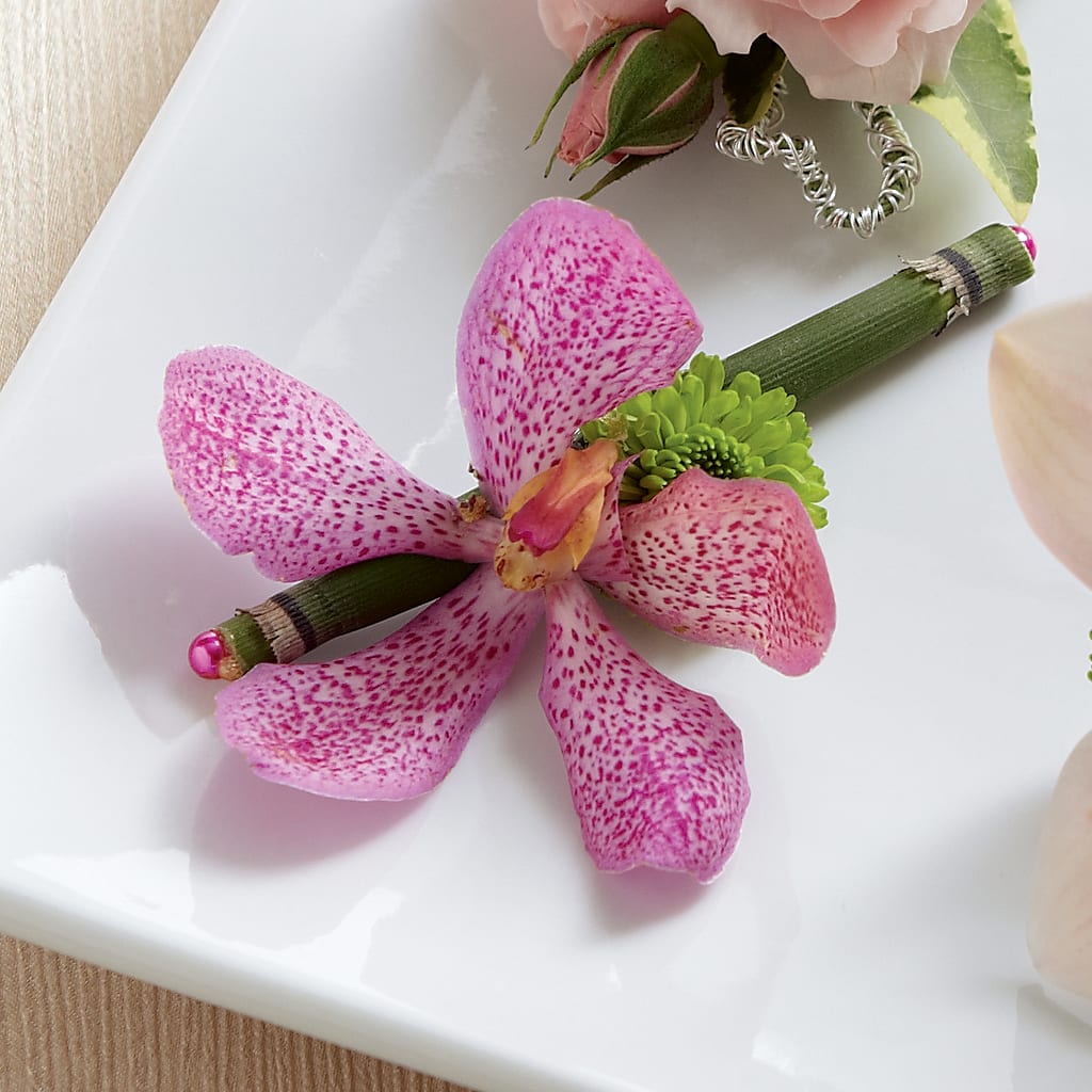 Pink Mokara Boutonniere – Floral Villa, Whitewater WI