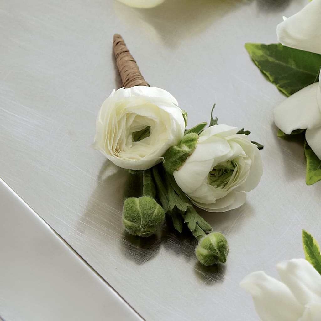 White Ranunculus Boutonniere – Floral Villa, Whitewater WI