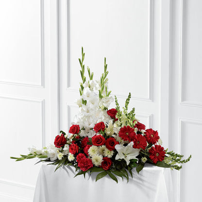Crimson & White Arrangement –  Floral Villa, Whitewater WI