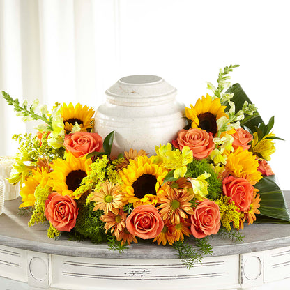 Faithful Sunflower Cremation Adornment –  Floral Villa, Whitewater WI