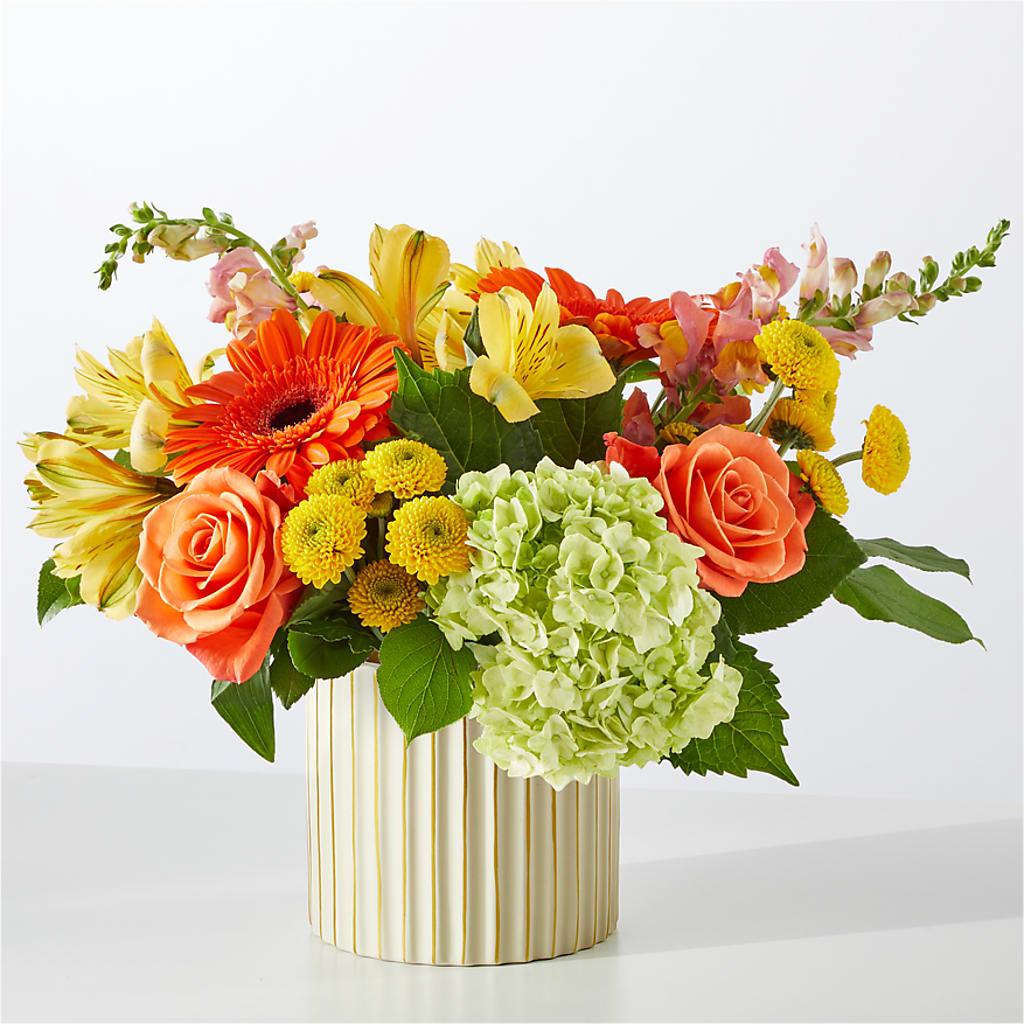 Autumn Sunshine Bouquet with Ivory Vase –  Floral Villa, Whitewater WI