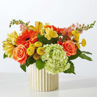 Autumn Sunshine Bouquet with Ivory Vase –  Floral Villa, Whitewater WI