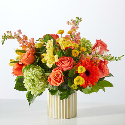 Autumn Sunshine Bouquet with Ivory Vase –  Floral Villa, Whitewater WI