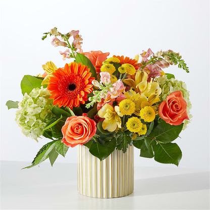 Autumn Sunshine Bouquet with Ivory Vase –  Floral Villa, Whitewater WI