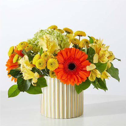 Autumn Sunshine Bouquet with Ivory Vase –  Floral Villa, Whitewater WI