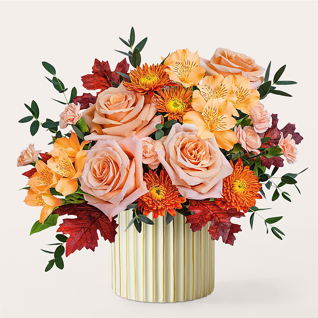 Spiced Latte Bouquet with Ivory Vase –  Floral Villa, Whitewater WI