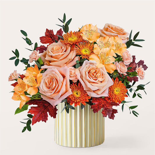 Spiced Latte Bouquet with Ivory Vase –  Floral Villa, Whitewater WI