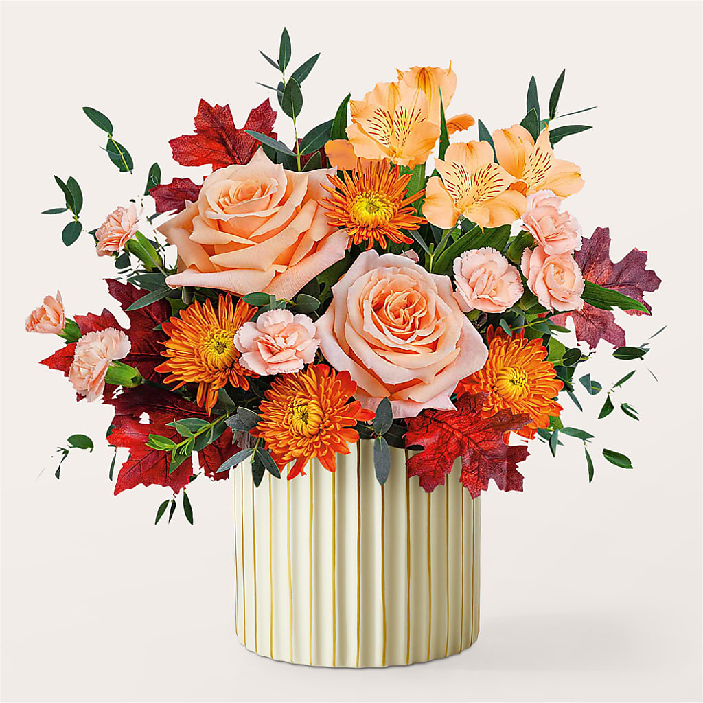 Spiced Latte Bouquet with Ivory Vase –  Floral Villa, Whitewater WI