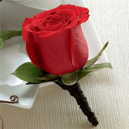 Red Rose Boutonniere –  Floral Villa, Whitewater WI