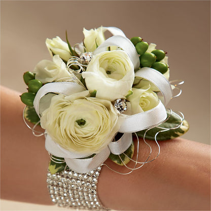 White Wedding Corsage –  Floral Villa, Whitewater WI